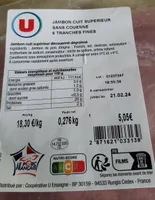 Jambon cuit supérieur sans couenne