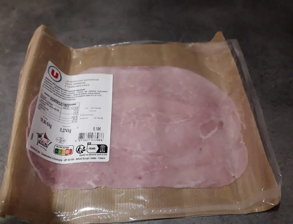 Jambon cuit supérieur sans couenne