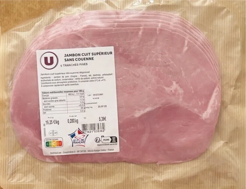 Jambon cuit supérieur sans couenne