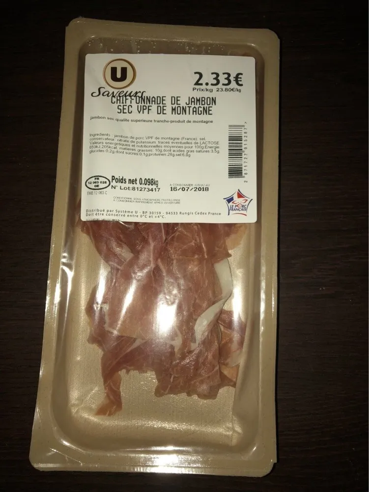 Chiffonade de jambon sec