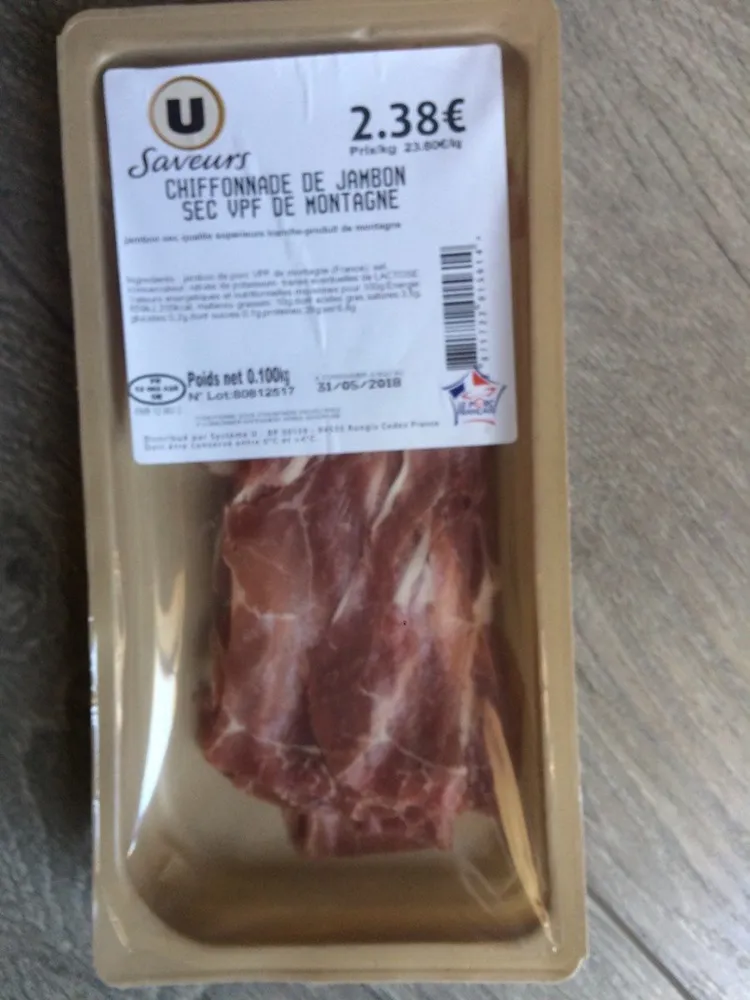 Chiffonnade de jambon sec vpf de montagne