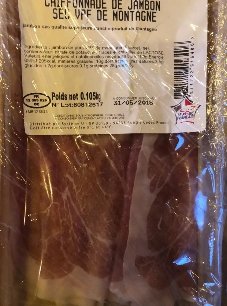 Chiffonnade de jambon sec