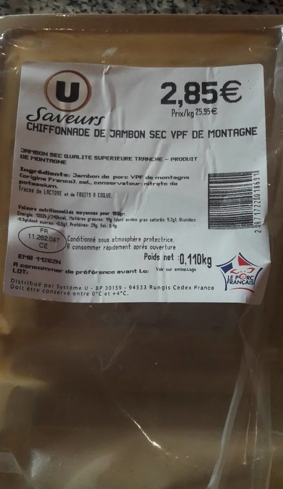 Chiffonnade de jambon sec de montagne