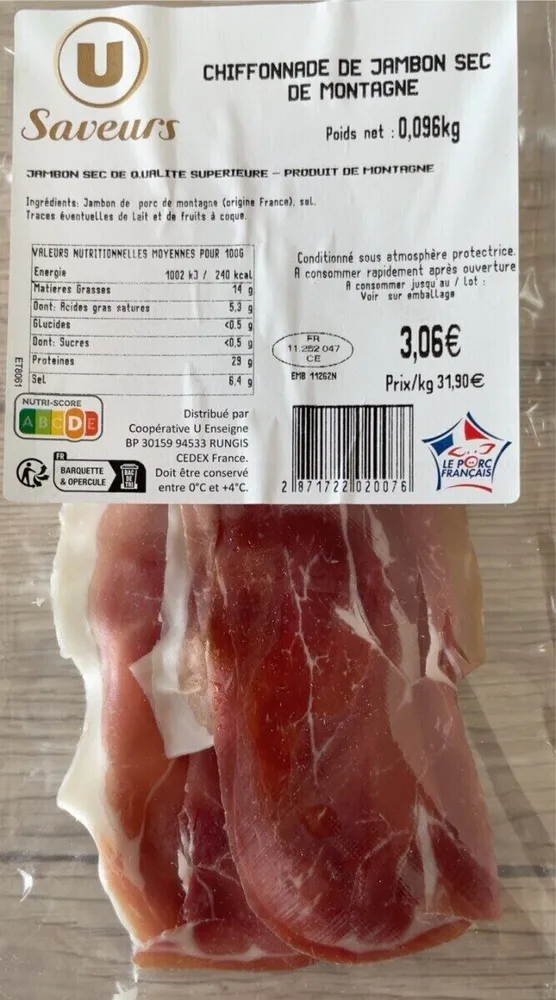 Chiffonade de jambon sec de montagne