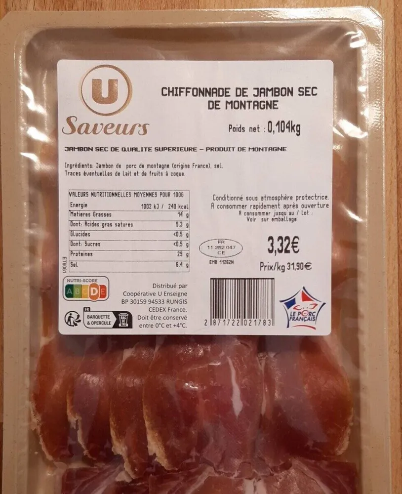 Chiffonnade de jambon sec de montagne
