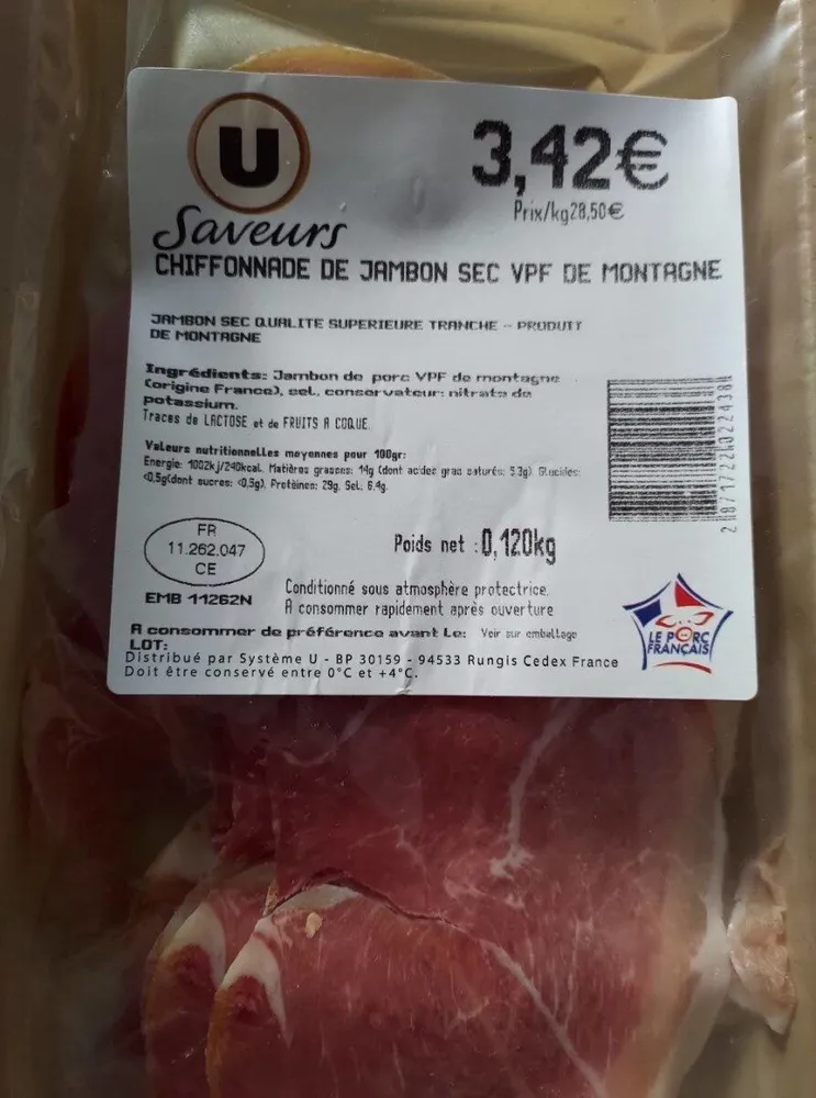 Chiffonnade de jambon sec VPF de montagne