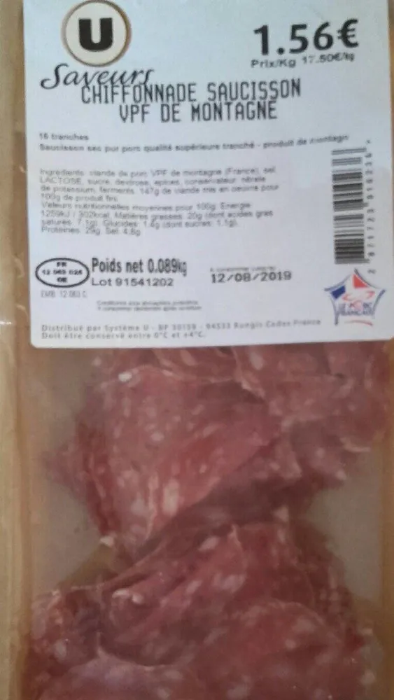Chiffonade saucisson