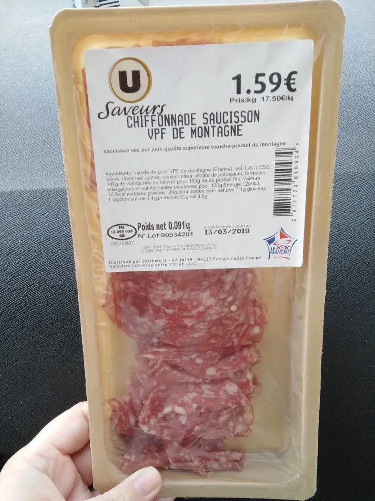 Chiffonnade saucisson vpf de montagne