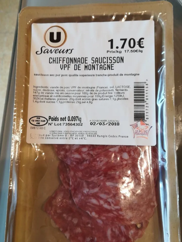 Chiffonnade saucisson VPF de montagne