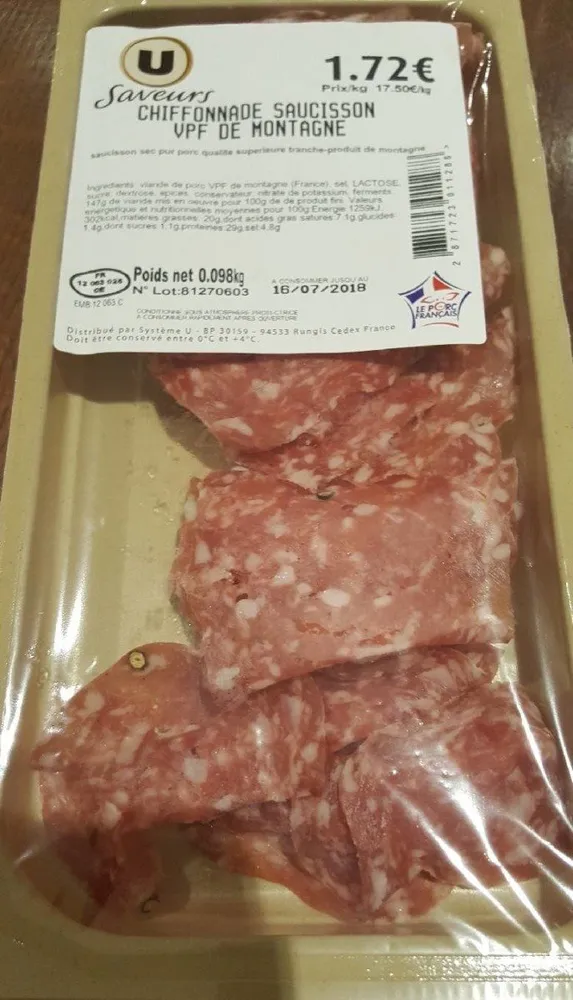 Chiffonnade saucisson VPF de montagne
