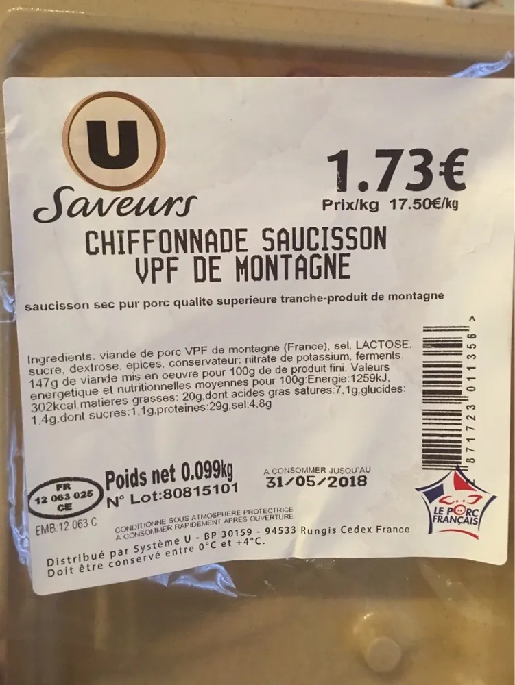 Chiffonnade saucisson
