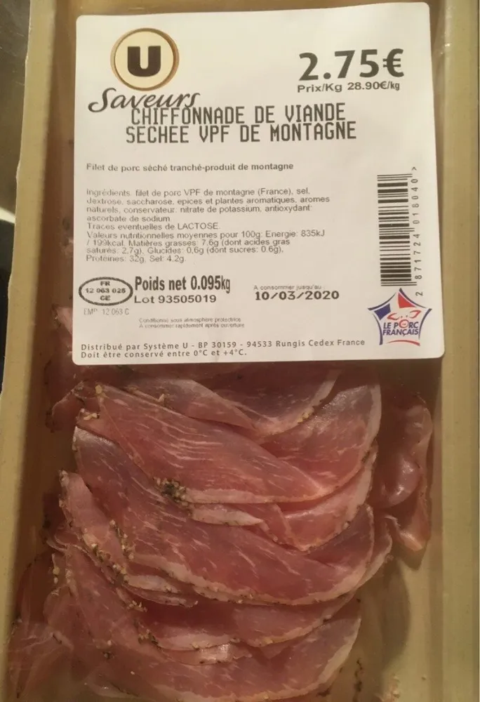 Chiffonade de viande sechee VPF de montagne