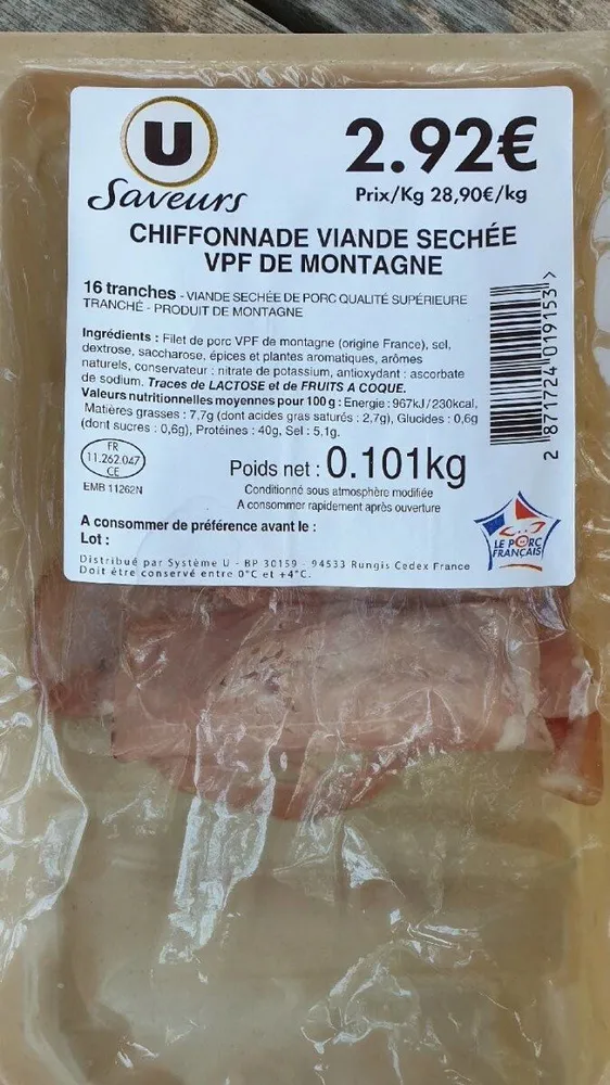 Chiffonade de viande séchée VPF de montagne