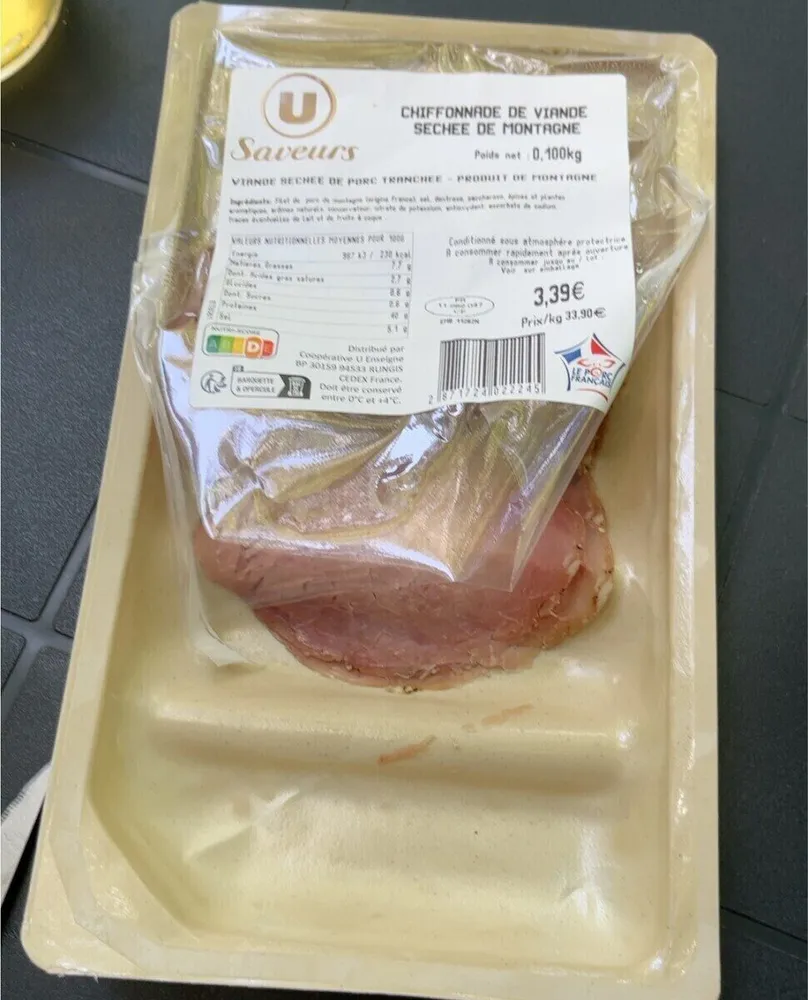 Chiffonnade de viande sechée de montag’e