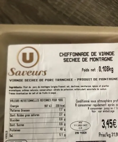 Chiffonnade de viande séchée