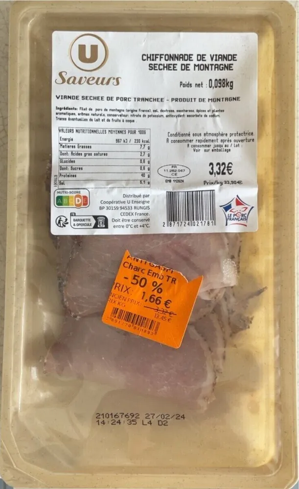 Chiffonnade de viande séchée de montagne