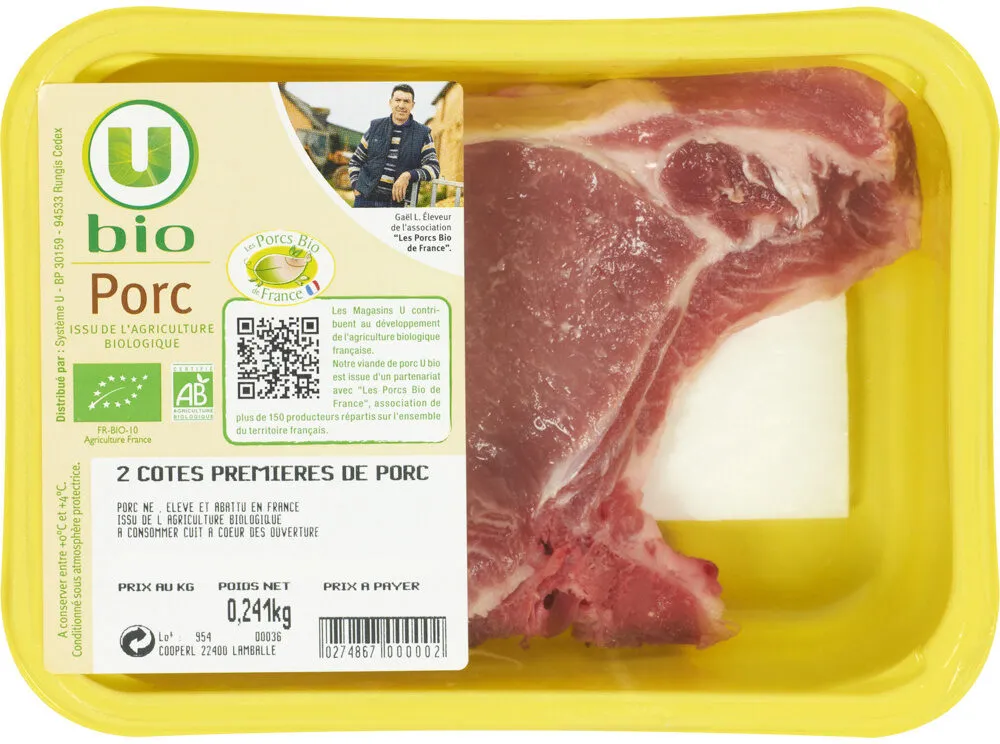 Porc - Côte première bio, France, 2 pièces