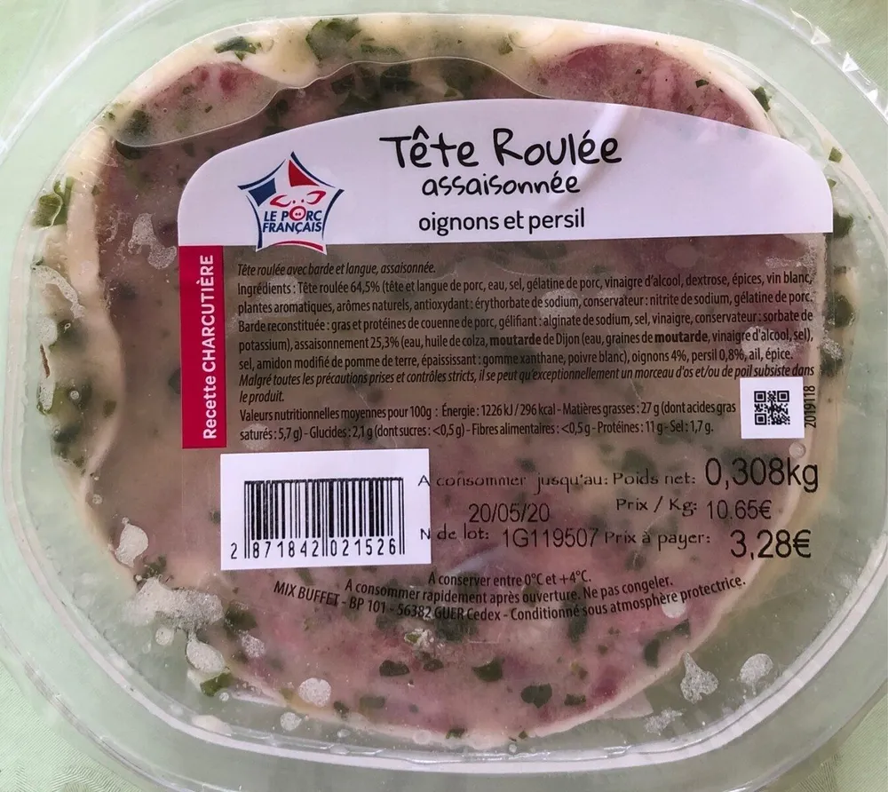 Tête Roulée assaisonnée oignons et persil 308gr
