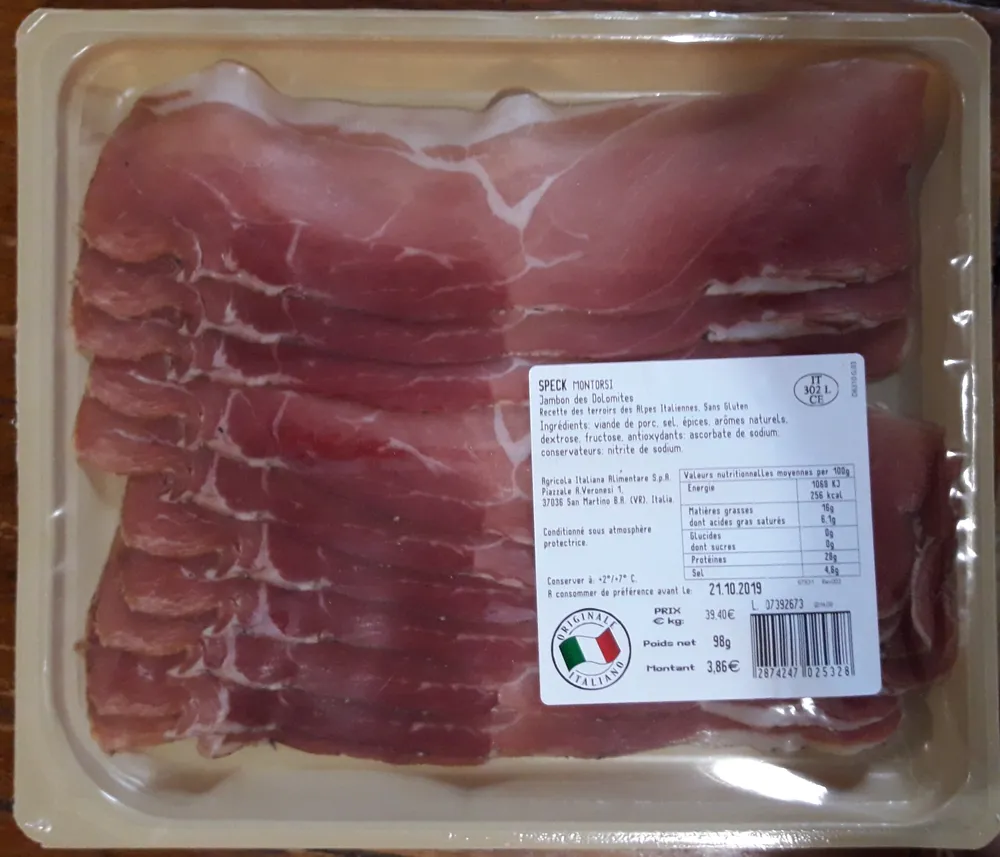 Speck montorsi, jambon des dolomites