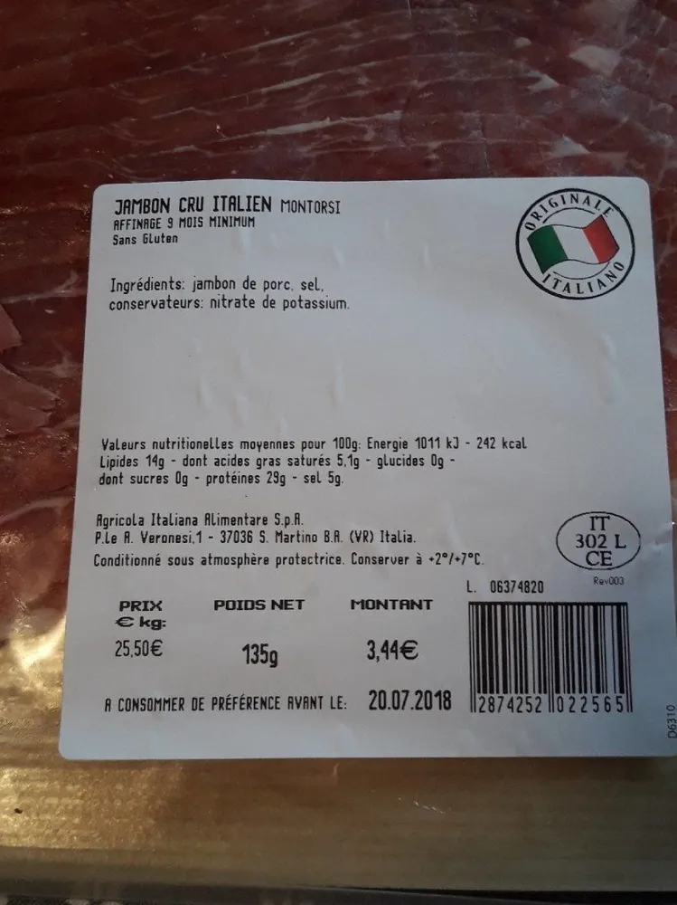 Jambon cru italien