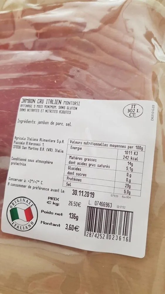 Jambon cru Italien