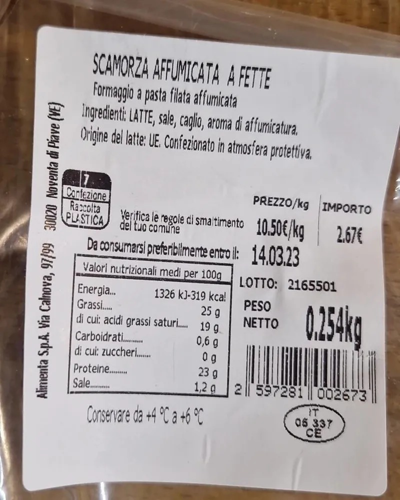Formaggio Sottilette di Scamorza  Affumicata