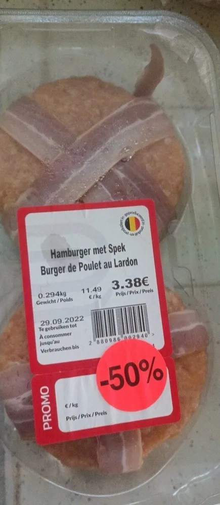 Burger de poulet au lardon