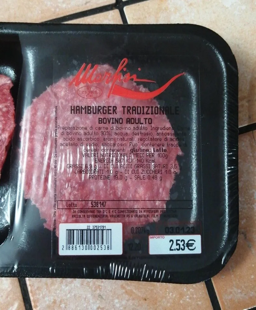 Hamburger tradizionale bovino adulto