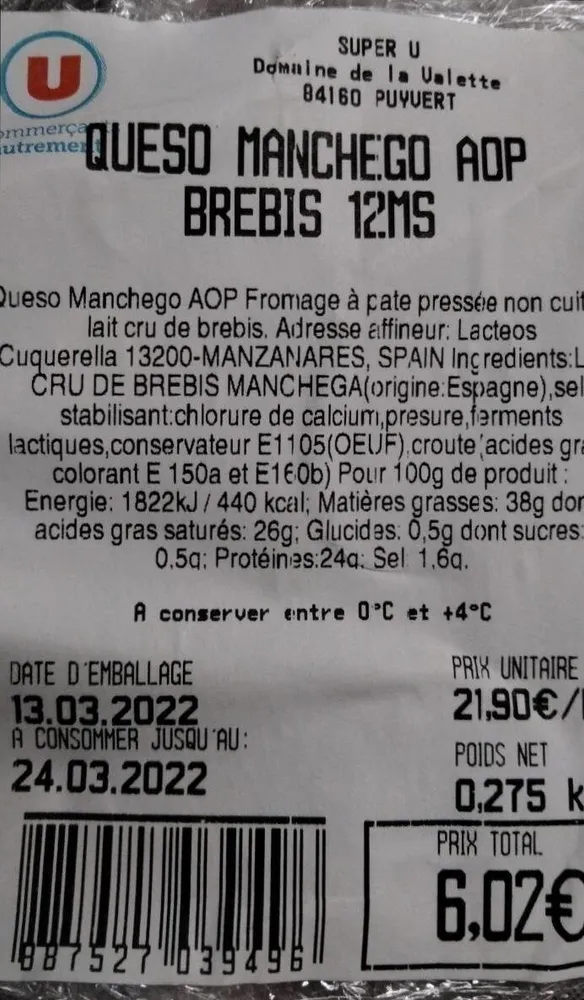 Queso Manchego AOP Brebis