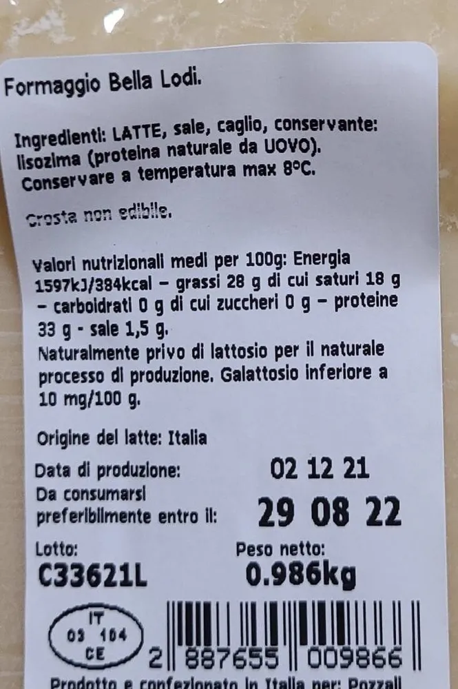 Formaggio bella lodi