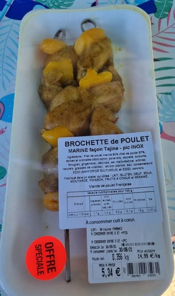 Brochette de poulet mariné façon tajine