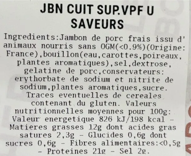 Jambon cuit sup.vpf