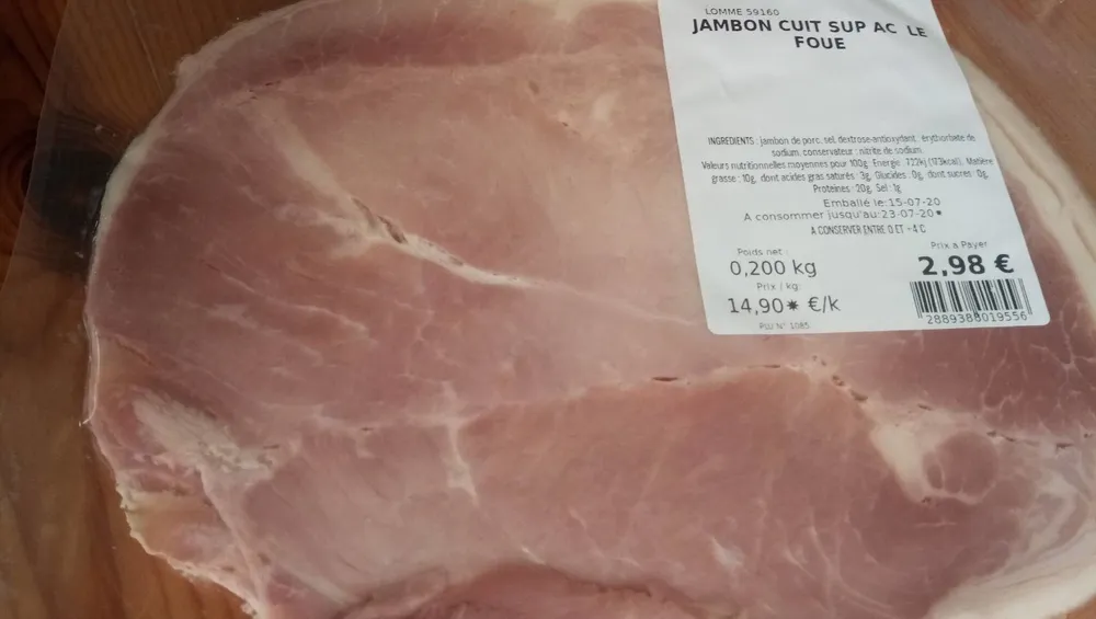 Jambon cuit sup ac le foue