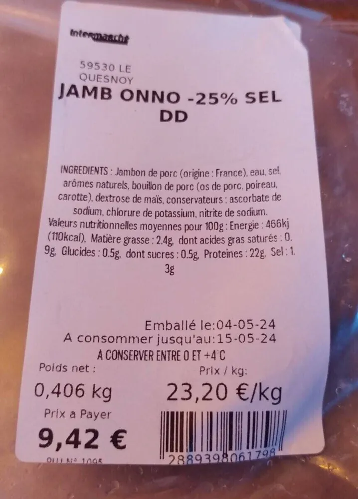 Jambon onno -25% sel