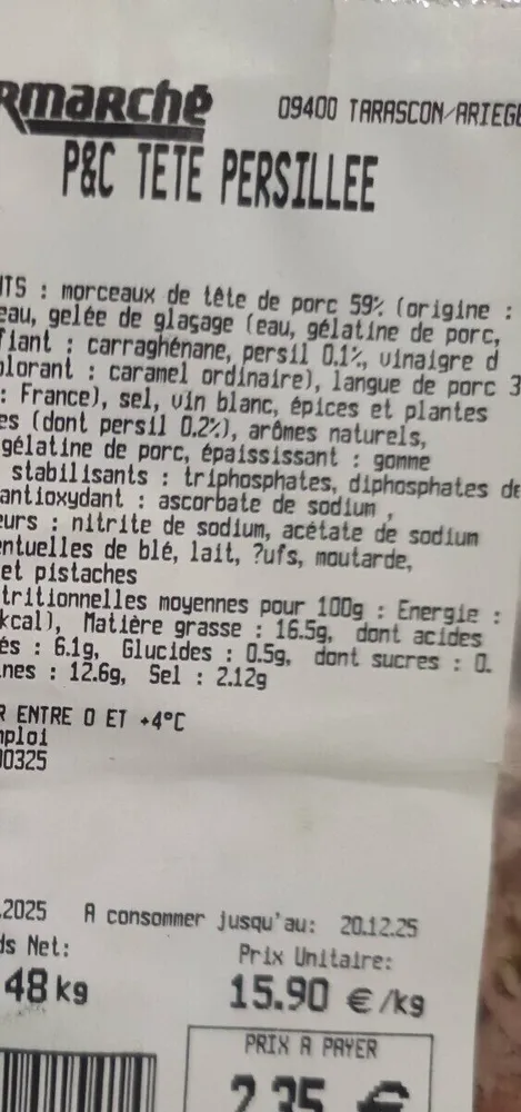 Pâté de tête persillé