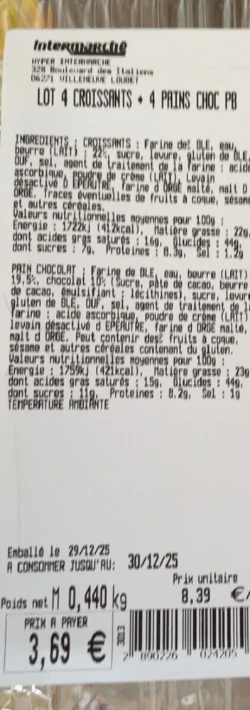 Croissants et chocolatines