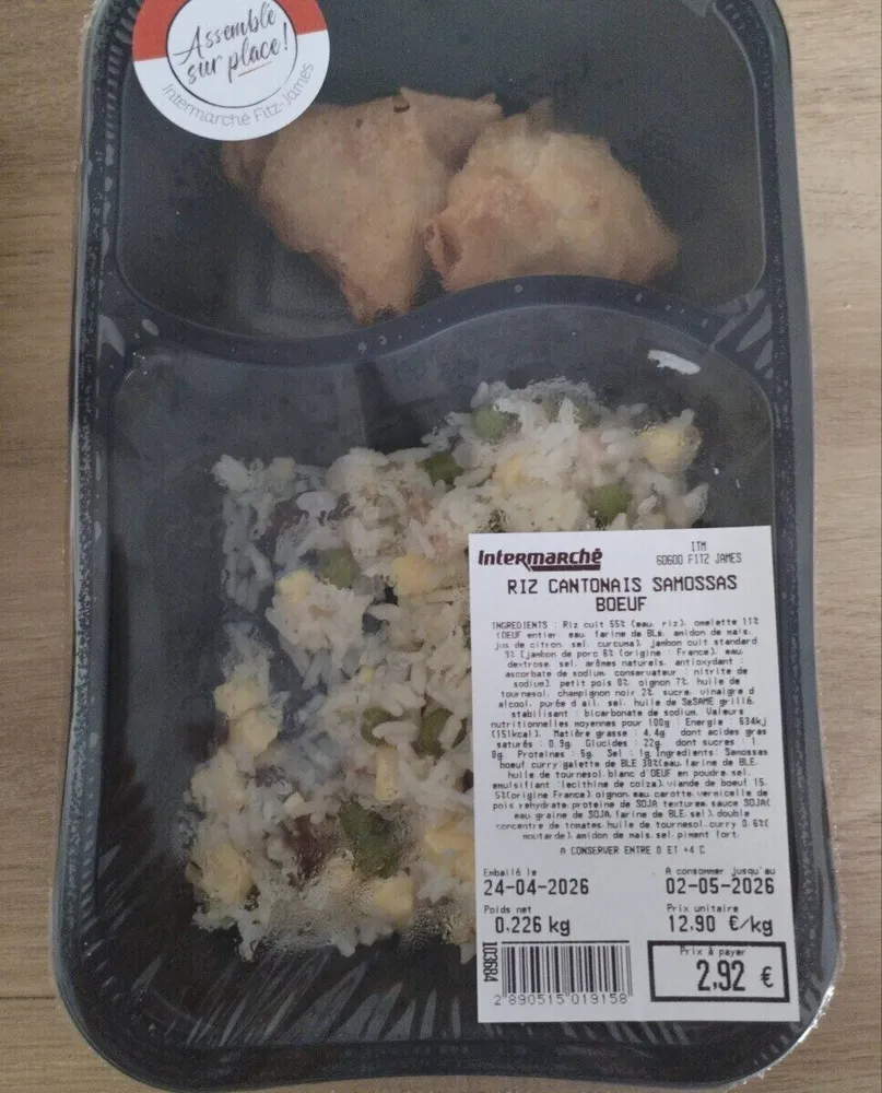 Riz cantonnais et samosas boeuf