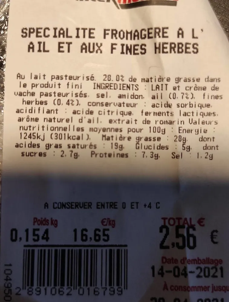 Fromage ail et fines herbes