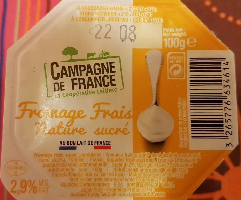 Fromage frais nature sucré