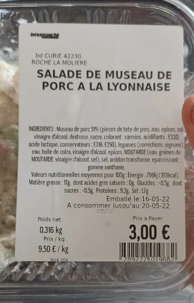 Salade de museau de porc à la Lyonnaise