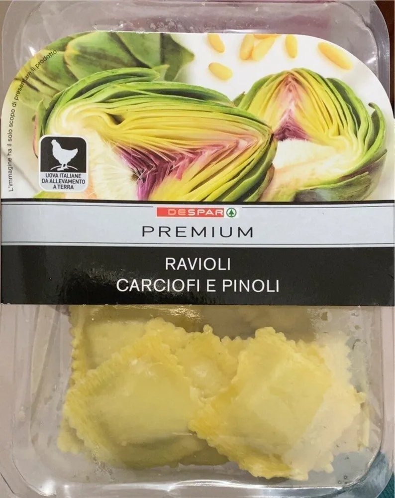 Ravioli carciofi e pinoli