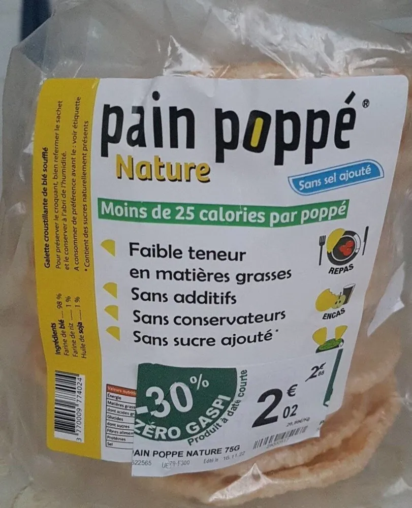 Pain poppé nature