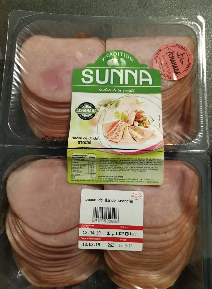 Bacon de dinde tranché