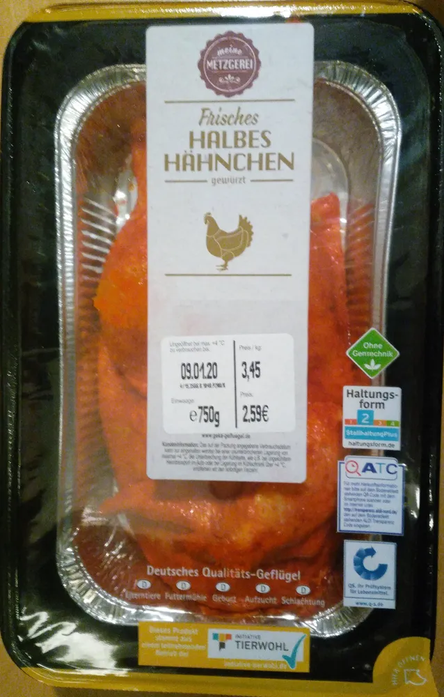 Frisches halbes Hähnchen (gewürzt)