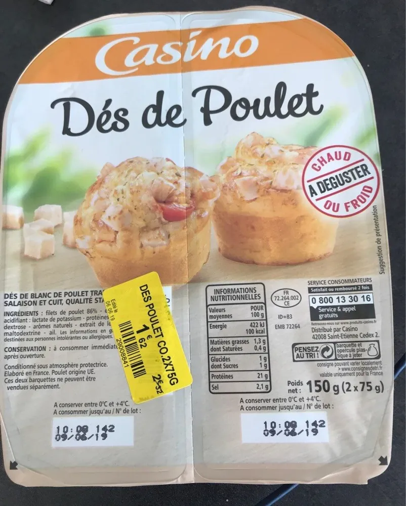 Dés de poulet casino