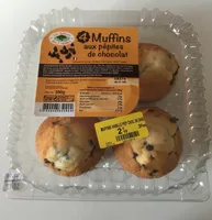 4 Muffins aux pépites de chocolat