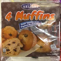 4 Muffins Goût Vanille avec Pépites de chocolat