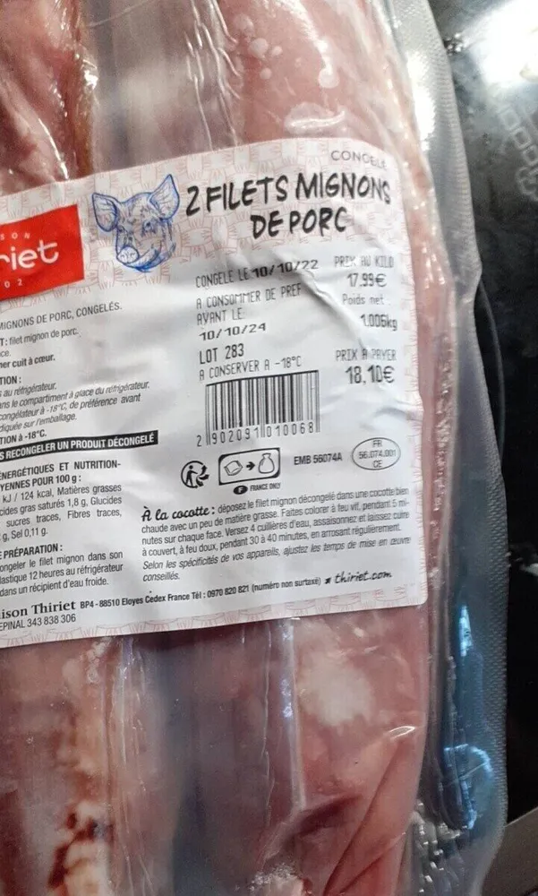 2 Filets Mignon de porc