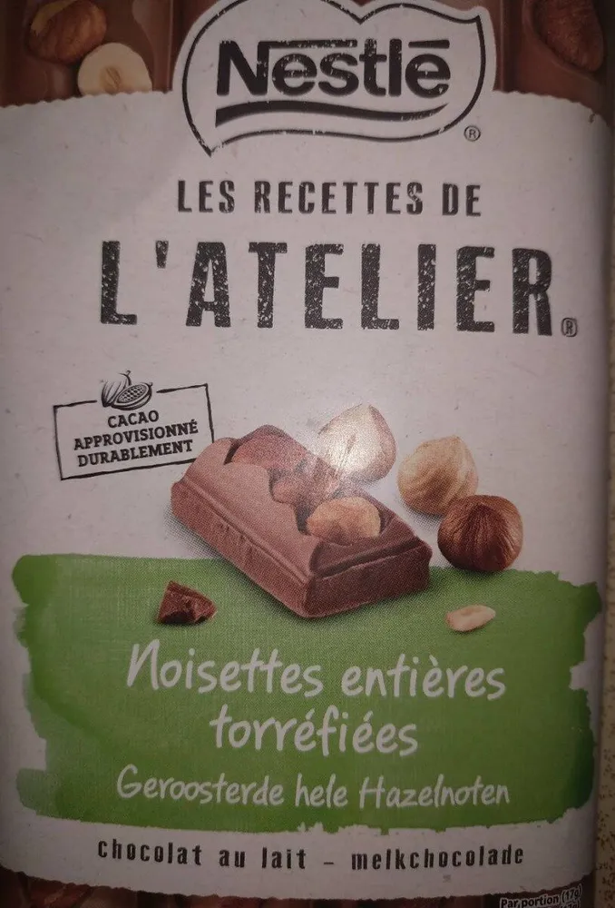 Chocolat Nestlé noisette entière torréfiées