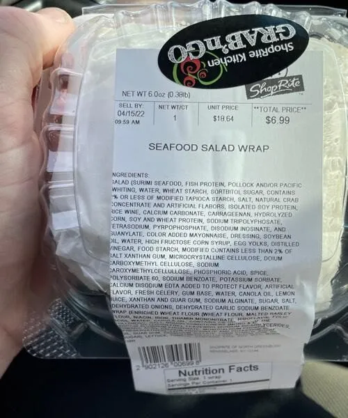 Seafood salad wrap